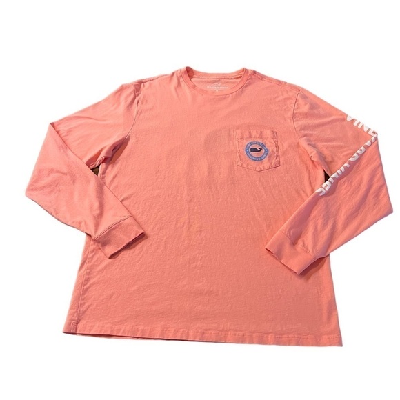 VINEYARD VINES MENS PEACH LONG SLEEVE T-SHIRT SIZE MEDIUM - Picture 1 of 7